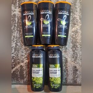 Lot Of 5 New L'Oreal Men Expert Total Clean Daily Shampoo. 375ml & 385ml